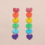 coadipress Heart Rainbow Chain Stud Earrings for Women Girls Cool Weird Lightweight Resin Acrylic Personality Dangle Drop Earrings Jewelry