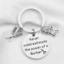FUSTMW Barber Keychain Hair Stylist Gift Hairdresser Gift Barber Jewelry Hairdresser Gifts Beautician Graduation Gifts Never Underestimate The Power of Barber