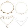 4 Sets Layered Choker Necklace Gold Butterfly Star Moon Heart Pendant Necklace Cute Vsco Multilayer Chain Choker Necklace for women teen girl