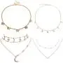 4 Sets Layered Choker Necklace Gold Butterfly Star Moon Heart Pendant Necklace Cute Vsco Multilayer Chain Choker Necklace for women teen girl