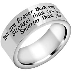 AGR8T Mens Ring You are Braver Stronger Smarter Than You Think Stainless Steel Charm Jewelry