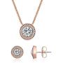 SNZM Jewelry Set for Women Rose Gold Cubic Zirconia Crystals Necklace and Sterling Silver Earrings Set for Wedding