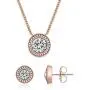 SNZM Jewelry Set for Women Rose Gold Cubic Zirconia Crystals Necklace and Sterling Silver Earrings Set for Wedding SNZM Jewelry Set for Women Rose Gold Cubic Zirconia Crystals Necklace and Sterling Silver Earrings Set for Wedding