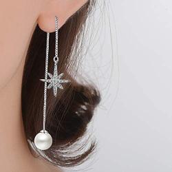 Orris 18K White Gold Plated Long Tassel Chain Dangle Drop Threader Earrings for Women Girls