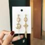 Asymmetrical Stars and Moon Dangle Stud Earrings for Women Planet Earrings with Clear Crystal for Girls