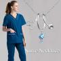 LUHE Stethoscope Pendant Necklace 925 Sterling Silver Heart Necklace Doctor Nurse Graduation Gift