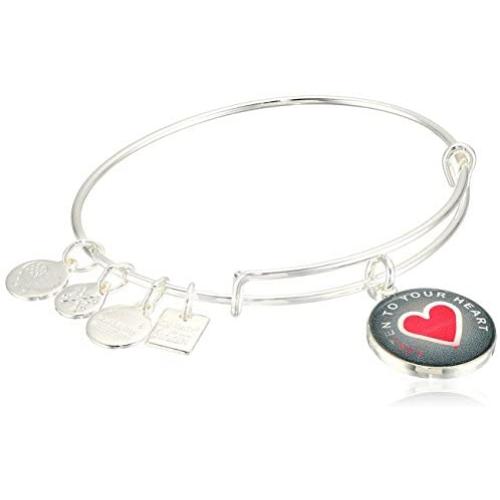 Alex and Ani Womens Listen to your Heart Bangle Shiny Silver One Size