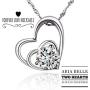 Aria Belle Silver Love Heart Pendant Necklace18K White Gold Plated Cubic Zirconia Jewelry Gift Necklaces for Women