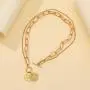 Gold Chunky Thick Link Chain Necklace Compass Coin Pendant Toggle Necklace Charm Minimalist Jewelry for Women Men Teen Girls Gold Chunky Thick Link Chain Necklace Compass Coin Pendant Toggle Necklace Charm Minimalist Jewelry for Women Men Teen Girls