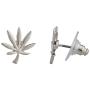 Lux Accessories Silvertone Marijuana Weed Symbol Necklace and Earring Set