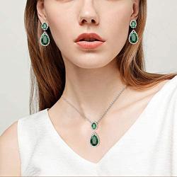 Lavencious Teardrop Dangle Necklace & Earring Sets for Women Trendy AAA Cubic Zirconia for Women