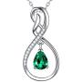 Birthday Gifts for Her March April Birthstone Aquamarine Necklace Emerald Pearl Garnet Amethyst Sterling Silver Forever Love Infinity Jewelry