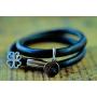 AGENDA Leather Charms Bangle for Women with Stainless Steel Charms Judaica Inspirational Bracelet Jewelry Kabbalah Evil Eye Protection