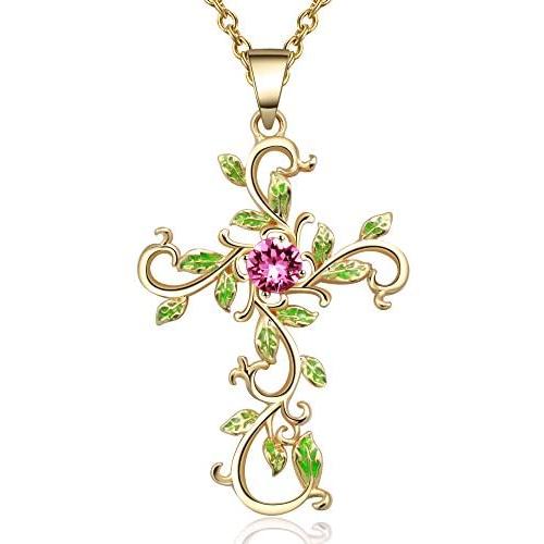 Angelady Necklaces for Women, Retro Vine Entwined Cross Necklaces for Women, with Crystals from Swarovski, Necklaces for Women Valentines Jewelry Gift Birthday Gift for Mom Women Wife Girls Her