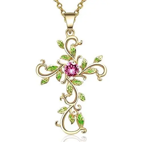 Angelady Necklaces for Women, Retro Vine Entwined Cross Necklaces for Women, with Crystals from Swarovski, Necklaces for Women Valentines Jewelry Gift Birthday Gift for Mom Women Wife Girls Her