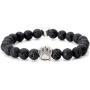 Jovivi Vintage Lava Stone Healing Power Crystal Dog Paw Charm Elastic Stretch Beaded Bracelets