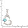 Aloha Jewelry Company Sterling Silver Natural Larimar Hawaiian Double Heart Necklace Pendant with 18'' Box Chain