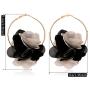 DAMLENG Lightweight Bohemian Big Fabric Flowers Dangle Drop Earrings Handmade Charm Chic Petal Hoop Earrings with Chiffon Floral Tassel for Women Girls Vacation Wedding