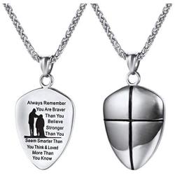 U7 Shield of Faith/Inspirational Pendant Chain 22 Inch Joshua 1:9 Cross Amulet Necklace, Text Engrave Customizable, 3 Color Options