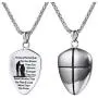 U7 Shield of Faith/Inspirational Pendant Chain 22 Inch Joshua 1:9 Cross Amulet Necklace, Text Engrave Customizable, 3 Color Options