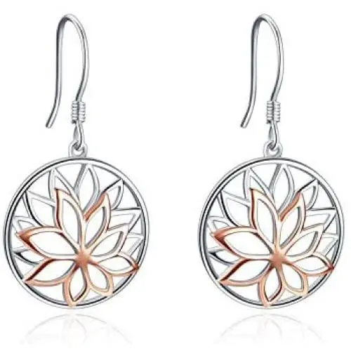 ONEFINITY Sterling Silver Lotus Earrings Lotus Flower Filigree Dangle Drop Earrings Yoga Jewelry for Women ONEFINITY Sterling Silver Lotus Earrings Lotus Flower Filigree Dangle Drop Earrings Yoga Jewelry for Women