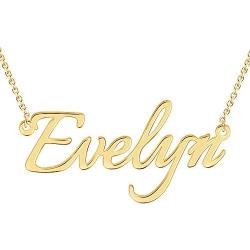 Custom Name Necklace Personalized 18K Gold Plated Nameplate Pendant Gift for Women