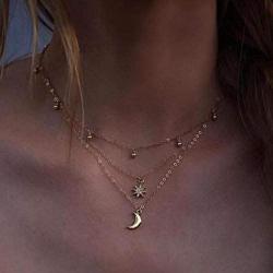 Victray Boho Moon Necklaces Beach Pendant Choker Necklace Chain Fashion Jewelry for Women and Girls