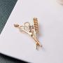 KOEDLN 2pcs Barber Scissors Comb Pin Brooch with Crystal Badges Clothes Bags Jewelry