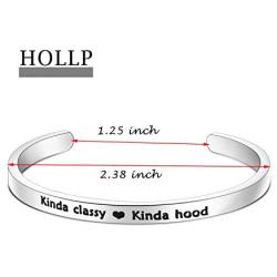HOLLP Best Firend Cuff Bangle Jewelry Funny Women Jewelry Gift for Ghetto Friend Kinda Classy Kinda Hood Bracelet