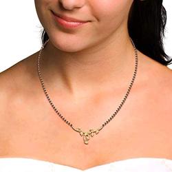 CaratLane Chayla Leafy Gold Mangalsutra in 18 K Yellow Gold with Jewelry Gift Box