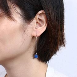 Long Chain Tassel Dangle Earrings 925 Sterling Silver Earrings for Women Black White Blue Red Green Yellow