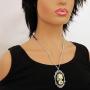 Gothic Lolita Skull Cameo in Pewter Frame Pendant Necklace