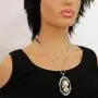 Gothic Lolita Skull Cameo in Pewter Frame Pendant Necklace Gothic Lolita Skull Cameo in Pewter Frame Pendant Necklace