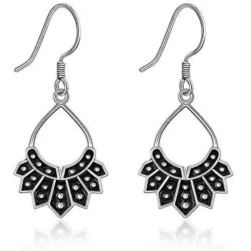 Ruth Bader Ginsburg Earrings RBG Earring Dissent Collar Black Dangle S925 Sterling Silver Ruth Bader Ginsburg Earrings RBG Earring Dissent Collar Black Dangle S925 Sterling Silver