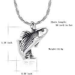 constanlife Cremation Jewelry for Ashes Stainless Steel Fish Shape Design Memorial Urn Necklace Keepsake Jewelry Gift Men Women Multifunction Necklace