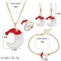 YIZHEN Xmas Bell Elk Santa Claus Christmas tree Moon 4-piece Christmas Jewelry Set for Women Girls