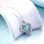 AOBOCO Sterling Silver Angel Heart Necklace Engraved I Love You Forever Pendant with Aquamarine Heart Crystal, Anniversary Birthday Jewelry Gift for Women Wife Girlfriend