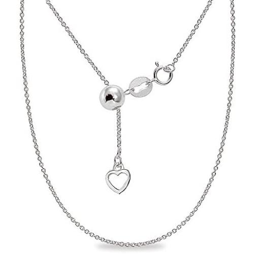 Sterling Silver Adjustable Rolo Bolo Chain Necklace Up to 20'' Inches