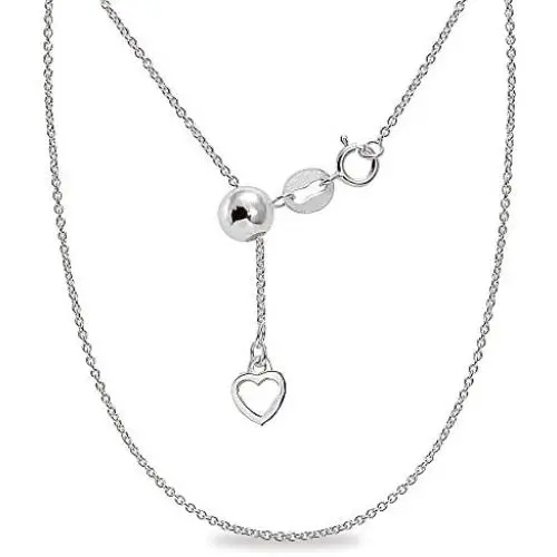 Sterling Silver Adjustable Rolo Bolo Chain Necklace Up to 20'' Inches