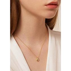 Dainty Teardrop Necklace for Women Girls Sterling Silver Minimalist Simple Tiny Oval Bead Beans Pear-Shaped Pendant Choker BFF Necklace Fashion Adjustable Chain 18'' Jewelry Wedding Birthday Gift