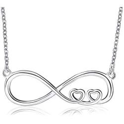 Bolelis 925 Sterling-Silver Infinity Necklace Forever Love Pendan,Infinity Heart Jewelry for Women Clavicle Chain Size 18''+2''