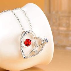 Birthday Gifts for Her Love Rose Heart Necklace Ruby Peridot Blue Sapphire Citrine Simulated Diamond Jewelry Sterling Silver