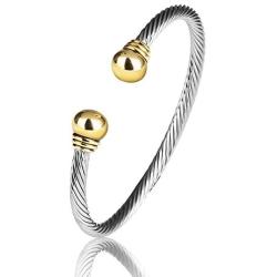 UNY Jewelry European American Fashion Vintage Cables Rhodium 2 Tone Plated Bracelet Design