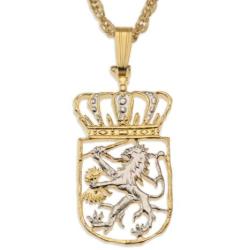 Netherlands Coin Pendant & Necklace, Netherlands 2 1/2 Guilder Hand Cut Coin