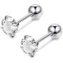 Sllaiss 2Pcs 18G S925 Sterling Silver Stud Earrings For Women Girls CZ Cartilage Tragus Helix Earring Studs Piercing Jewelry 3-6MM