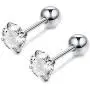 Sllaiss 2Pcs 18G S925 Sterling Silver Stud Earrings For Women Girls CZ Cartilage Tragus Helix Earring Studs Piercing Jewelry 3-6MM