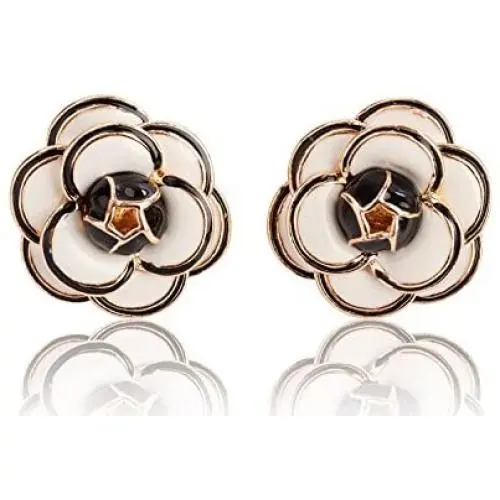 Fashion jewelry designer statement elegant camellia flower earrings studs for women