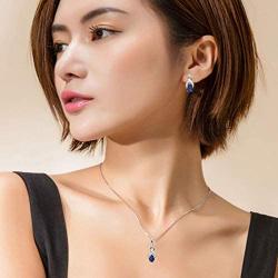 Hermosa Opal Jewelry Set Women Pendant Necklace Stud Earrings Sapphire Rainbow Mystic Topaz with 18'' Chain