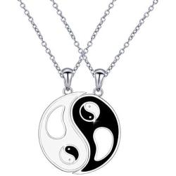 S925 Sterling Silver Best Friend Necklaces Heart 2 Piece Gifts Women Teen Girls Friendship BFF Pendant Necklace Set