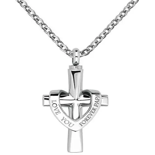 YSAHan I Love You Forever Cross Urn Necklace Ashes Stainless Steel Cremation Keepsake Jewelry for Dad Mom Son Papa Nana YSAHan I Love You Forever Cross Urn Necklace Ashes Stainless Steel Cremation Keepsake Jewelry for Dad Mom Son Papa Nana